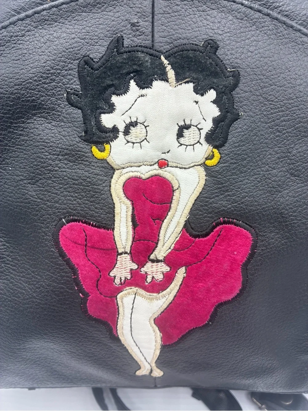 Vintage Betty Boop Sling Backpack Black Embroidered Y2K Cartoon Bag